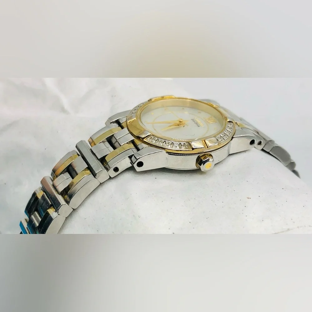 Citizen Eco-Drive Ladies Watch Two-Tone Diamond Accent MOP Dial